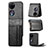 Huawei P60 Pocket用ハイブリットバンパーケース 高級感 手触り良いレザー柄 兼プラスチック SD4 ファーウェイ ブラック