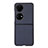 Huawei P60 Pocket用ハイブリットバンパーケース 高級感 手触り良いレザー柄 兼プラスチック BH8 ファーウェイ ネイビー