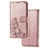 Huawei Y7p用手帳型 レザーケース スタンド 花 カバー ファーウェイ ピンク
