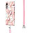 LG Velvet 5G用シリコンケース ソフトタッチラバー バタフライ パターン カバー 携帯ストラップ Y01B LG ピンク