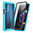 Motorola Moto Edge 20 Pro 5G用ハイブリットバンパーケース プラスチック 兼シリコーン カバー 前面と背面 360度 フル モトローラ ブルー