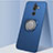 Nokia 7 Plus用極薄ソフトケース シリコンケース 耐衝撃 全面保護 アンド指輪 マグネット式 バンパー ノキア ネイビー
