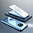 OnePlus 7T用ケース 高級感 手触り良い アルミメタル 製の金属製 360度 フルカバーバンパー 鏡面 カバー OnePlus ネイビー