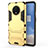 OnePlus 7T用ハイブリットバンパーケース スタンド プラスチック 兼シリコーン カバー R01 OnePlus ゴールド