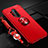 OnePlus 8 Pro用極薄ソフトケース シリコンケース 耐衝撃 全面保護 アンド指輪 マグネット式 バンパー T01 OnePlus レッド