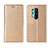 OnePlus 8 Pro用手帳型 レザーケース スタンド カバー T03 OnePlus ゴールド