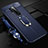 OnePlus 8 Pro用シリコンケース ソフトタッチラバー レザー柄 アンド指輪 マグネット式 T01 OnePlus ネイビー