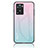 OnePlus Nord N20 SE用ハイブリットバンパーケース プラスチック 鏡面 虹 グラデーション 勾配色 カバー LS1 OnePlus シアン