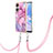 Oppo A58 5G用シリコンケース ソフトタッチラバー バタフライ パターン カバー 携帯ストラップ YB7 Oppo ピンク