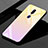 Oppo A9用ハイブリットバンパーケース プラスチック 鏡面 虹 グラデーション 勾配色 カバー Oppo ピンク