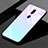 Oppo A9用ハイブリットバンパーケース プラスチック 鏡面 虹 グラデーション 勾配色 カバー Oppo シアン