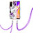 Oppo A94 5G用シリコンケース ソフトタッチラバー バタフライ パターン カバー 携帯ストラップ Y03B Oppo パープル