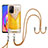 Oppo A94 5G用シリコンケース ソフトタッチラバー バタフライ パターン カバー 携帯ストラップ YB8 Oppo イエロー