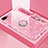 Oppo AX5用ハイブリットバンパーケース プラスチック 鏡面 カバー アンド指輪 マグネット式 Oppo ピンク