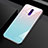 Oppo Reno Z用ハイブリットバンパーケース プラスチック 鏡面 虹 グラデーション 勾配色 カバー Oppo ブルー