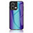 Oppo Reno8 5G用ハイブリットバンパーケース プラスチック 鏡面 虹 グラデーション 勾配色 カバー LS2 Oppo ネイビー