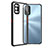 Realme 7 Pro用ハイブリットバンパーケース クリア透明 プラスチック 鏡面 カバー Realme ブラック
