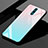 Realme X用ハイブリットバンパーケース プラスチック 鏡面 虹 グラデーション 勾配色 カバー Realme シアン