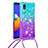 Samsung Galaxy A01 Core用シリコンケース ソフトタッチラバー ブリンブリン カバー 携帯ストラップ S01 サムスン ブルー