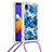 Samsung Galaxy A01 Core用シリコンケース ソフトタッチラバー ブリンブリン カバー 携帯ストラップ S02 サムスン ネイビー