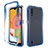 Samsung Galaxy A01 SM-A015用前面と背面 360度 フルカバー 極薄ソフトケース シリコンケース 耐衝撃 全面保護 バンパー 勾配色 透明 サムスン ネイビー