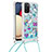 Samsung Galaxy A02s用シリコンケース ソフトタッチラバー ブリンブリン カバー 携帯ストラップ S02 サムスン ブルー