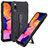 Samsung Galaxy A10用ハイブリットバンパーケース スタンド プラスチック 兼シリコーン カバー ZJ1 サムスン ブラック