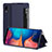 Samsung Galaxy A20e用手帳型 レザーケース スタンド カバー ZL2 サムスン ネイビー