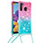 Samsung Galaxy A21用シリコンケース ソフトタッチラバー ブリンブリン カバー 携帯ストラップ S01 サムスン ピンク