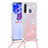Samsung Galaxy A21 European用シリコンケース ソフトタッチラバー ブリンブリン カバー 携帯ストラップ S03 サムスン ピンク