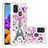Samsung Galaxy A21s用シリコンケース ソフトタッチラバー ブリンブリン カバー S03 サムスン ピンク