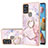 Samsung Galaxy A21s用シリコンケース ソフトタッチラバー バタフライ パターン カバー アンド指輪 Y05B サムスン ピンク