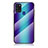 Samsung Galaxy A21s用ハイブリットバンパーケース プラスチック 鏡面 虹 グラデーション 勾配色 カバー LS2 サムスン ネイビー