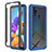 Samsung Galaxy A21s用360度 フルカバー ハイブリットバンパーケース クリア透明 プラスチック カバー ZJ1 サムスン ネイビー