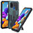 Samsung Galaxy A21s用ハイブリットバンパーケース スタンド プラスチック 兼シリコーン カバー ZJ1 サムスン グリーン