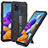 Samsung Galaxy A21s用ハイブリットバンパーケース スタンド プラスチック 兼シリコーン カバー ZJ1 サムスン ブラック