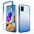 Samsung Galaxy A21s用前面と背面 360度 フルカバー 極薄ソフトケース シリコンケース 耐衝撃 全面保護 バンパー 勾配色 透明 サムスン ネイビー