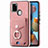 Samsung Galaxy A21s用シリコンケース ソフトタッチラバー レザー柄 カバー SD4 サムスン ピンク