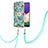 Samsung Galaxy A22 5G用シリコンケース ソフトタッチラバー バタフライ パターン カバー 携帯ストラップ Y02B サムスン グリーン