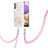 Samsung Galaxy A23 5G用シリコンケース ソフトタッチラバー バタフライ パターン カバー 携帯ストラップ Y01B サムスン ピンク