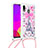 Samsung Galaxy A30用シリコンケース ソフトタッチラバー ブリンブリン カバー 携帯ストラップ S02 サムスン ピンク