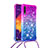 Samsung Galaxy A30S用シリコンケース ソフトタッチラバー ブリンブリン カバー 携帯ストラップ S01 サムスン パープル