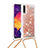 Samsung Galaxy A30S用シリコンケース ソフトタッチラバー ブリンブリン カバー 携帯ストラップ S03 サムスン 