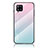Samsung Galaxy A42 5G用ハイブリットバンパーケース プラスチック 鏡面 虹 グラデーション 勾配色 カバー LS1 サムスン シアン