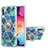 Samsung Galaxy A50用シリコンケース ソフトタッチラバー バタフライ パターン カバー アンド指輪 Y01B サムスン モスグリー
