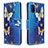 Samsung Galaxy A51 4G用手帳型 レザーケース スタンド パターン カバー B03F サムスン ブルー