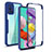 Samsung Galaxy A51 4G用360度 フルカバー ハイブリットバンパーケース クリア透明 プラスチック カバー MJ1 サムスン ネイビー