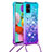Samsung Galaxy A51 5G用シリコンケース ソフトタッチラバー ブリンブリン カバー 携帯ストラップ S01 サムスン ブルー