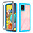 Samsung Galaxy A51 5G用360度 フルカバー ハイブリットバンパーケース クリア透明 プラスチック カバー ZJ3 サムスン ブルー