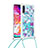 Samsung Galaxy A70用シリコンケース ソフトタッチラバー ブリンブリン カバー 携帯ストラップ S02 サムスン ブルー